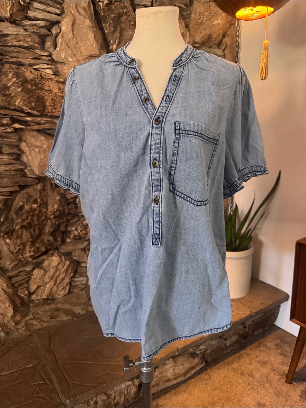 Pilcro Denim Light Blue Wash Button Down Shirt